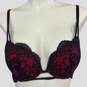 💕2/$35💕La Senza Beyond Sexy Black & Red Lace Bra Size 32C